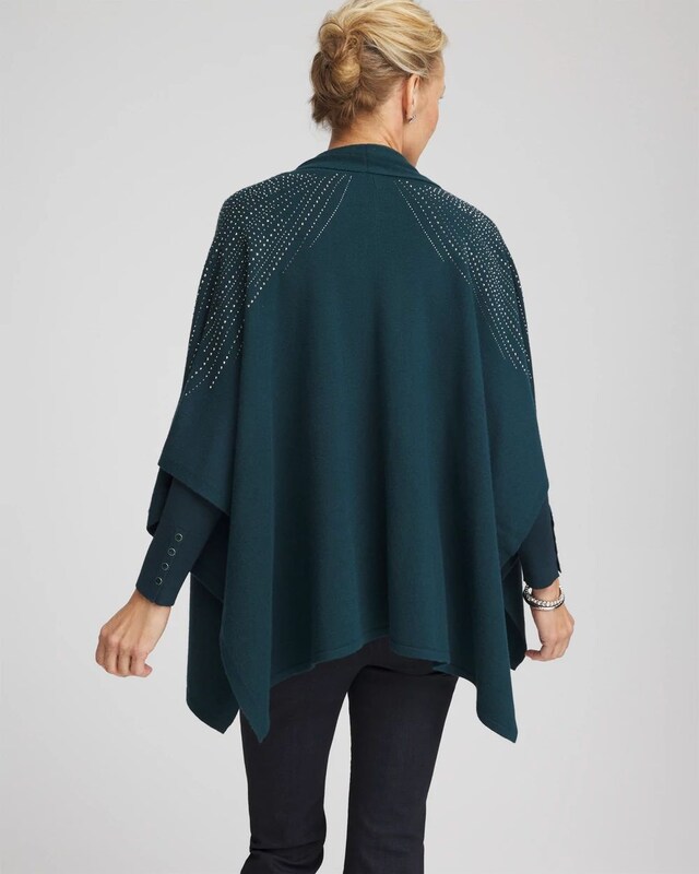 Embellished Shawl Collar Ruana - image 4